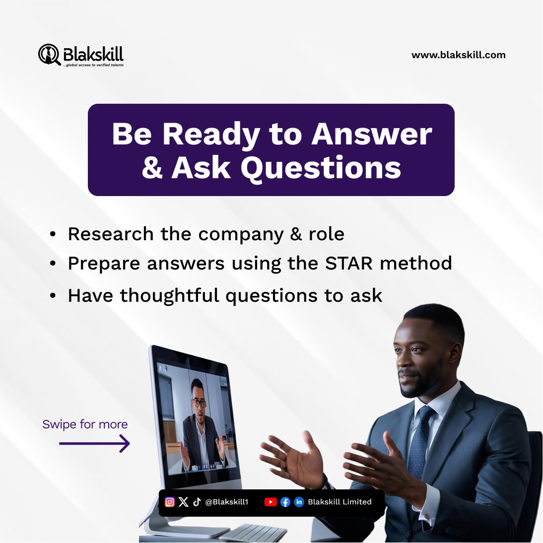 Blakskill1's tweet image. 🎯 Apply for your next job on Blakskill &amp;amp; land your dream role!

🔗 Visit blakskill.com/find-jobs to get started! 🚀
 
#JobSearch #VirtualInterviewTips #CareerSuccess #InterviewPrep