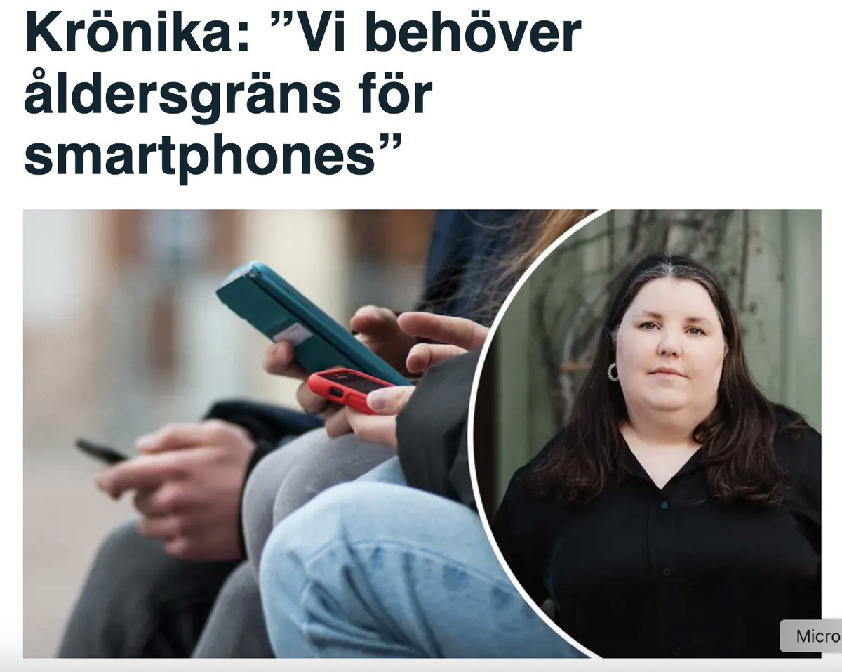 Gör det enklare för skolan och föräldrar att begränsa användningen av smartphones och sociala medier bland barn. Det menar <a href="/rektor_linnea/">Linnea Lindquist</a>, skolledare och debattör, som föreslår ett antal åtgärder för politikerna.

skolledaren.se/aktuellt/nyhet…