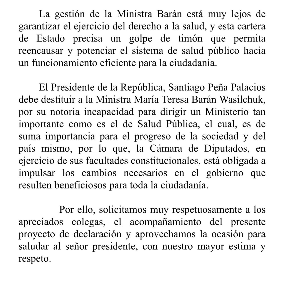 JohannaParaguay's tweet image. ¡LA MINISTRA BARÁN DEBE SER DESTITUIDA YA!
Un bebé murió porque no accedió a tiempo a una terapia intensiva que hace solo una semana el gobierno inauguró con bombos y platillos. No es mala gestión, es negligencia criminal.
Peña no puede seguir avalando la mentira y la…