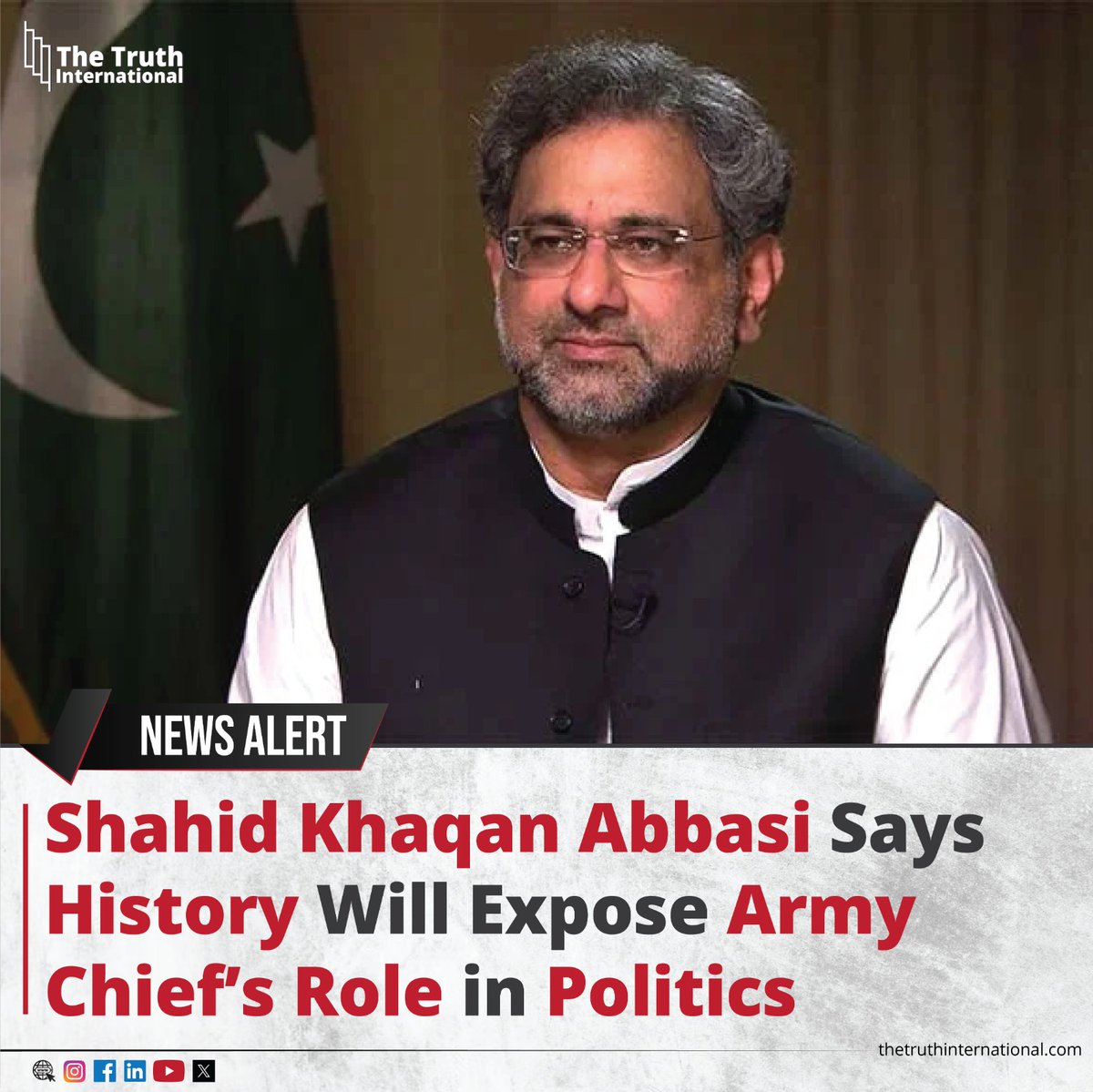 ttimagazine's tweet image. Shahid Khaqan Abbasi Says History Will Expose Army Chief’s Role in Politics

For Detail
thetruthinternational.com/politics/shahi…

#shahidkhaqanabbasi #histroy #expose #army #chief #role #politics #tti