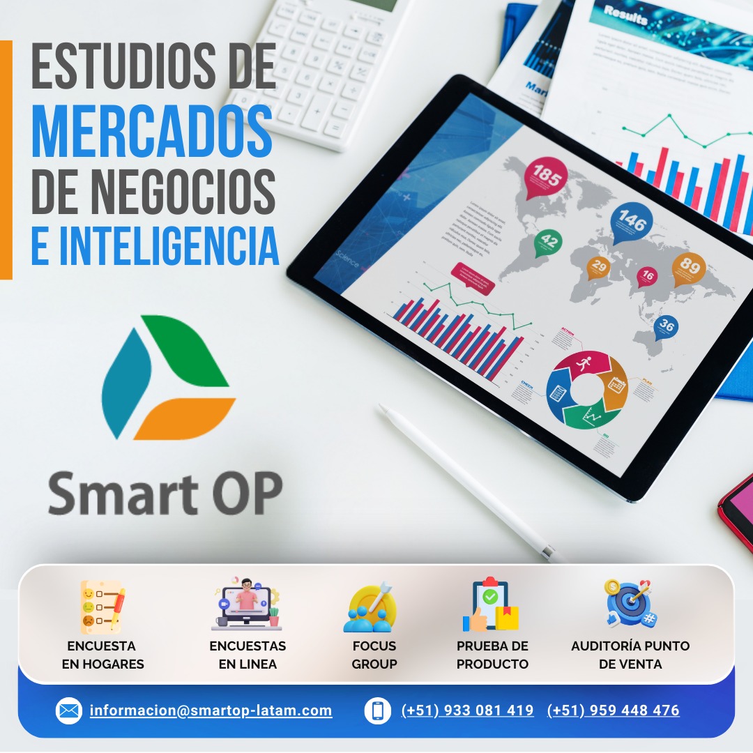 smartop_latam's tweet image. Empresa peruana 🇵🇪 dedicada a la Investigación de Mercado, con 𝘼𝙡𝙘𝙖𝙣𝙘𝙚 𝙖 𝙣𝙞𝙫𝙚𝙡 𝙉𝙖𝙘𝙞𝙤𝙣𝙖𝙡.

#SmartOP #SmartManagementOP 

#investigaciondemercado #estudiodemercado #conocimientodelmercado #inteligenciacomercial #conocimientodelconsumidor