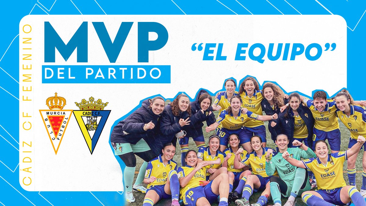 🏆💛 ¡MVP con mayúsculas: EL EQUIPO! 💙💪

Un partido de entrega, lucha y compromiso que merece este reconocimiento. ¡Seguimos juntas! 💛💙

 #CádizCFFemenino