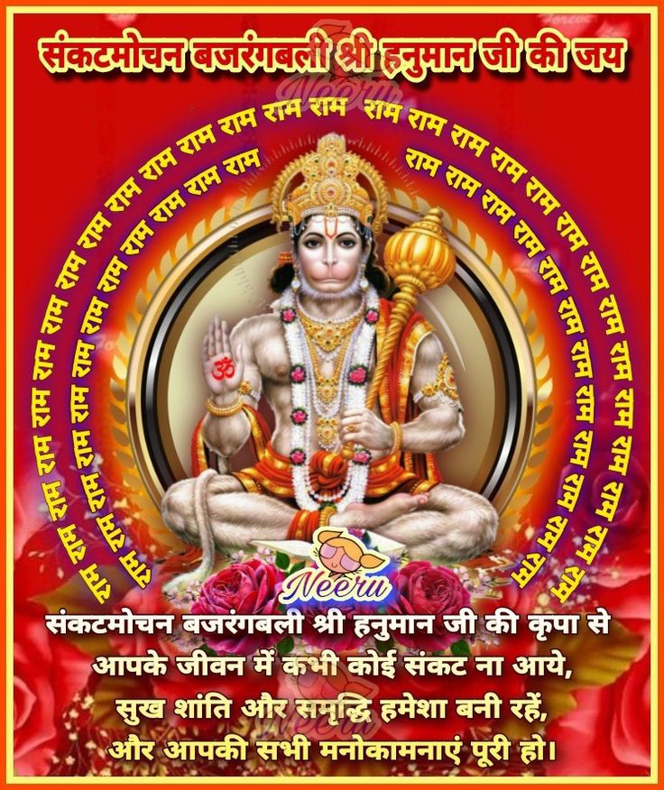 अंजनी के लाल हनुमान आज मेरा संकट हरो। 
बोलो वीर बजरंग बली की जय