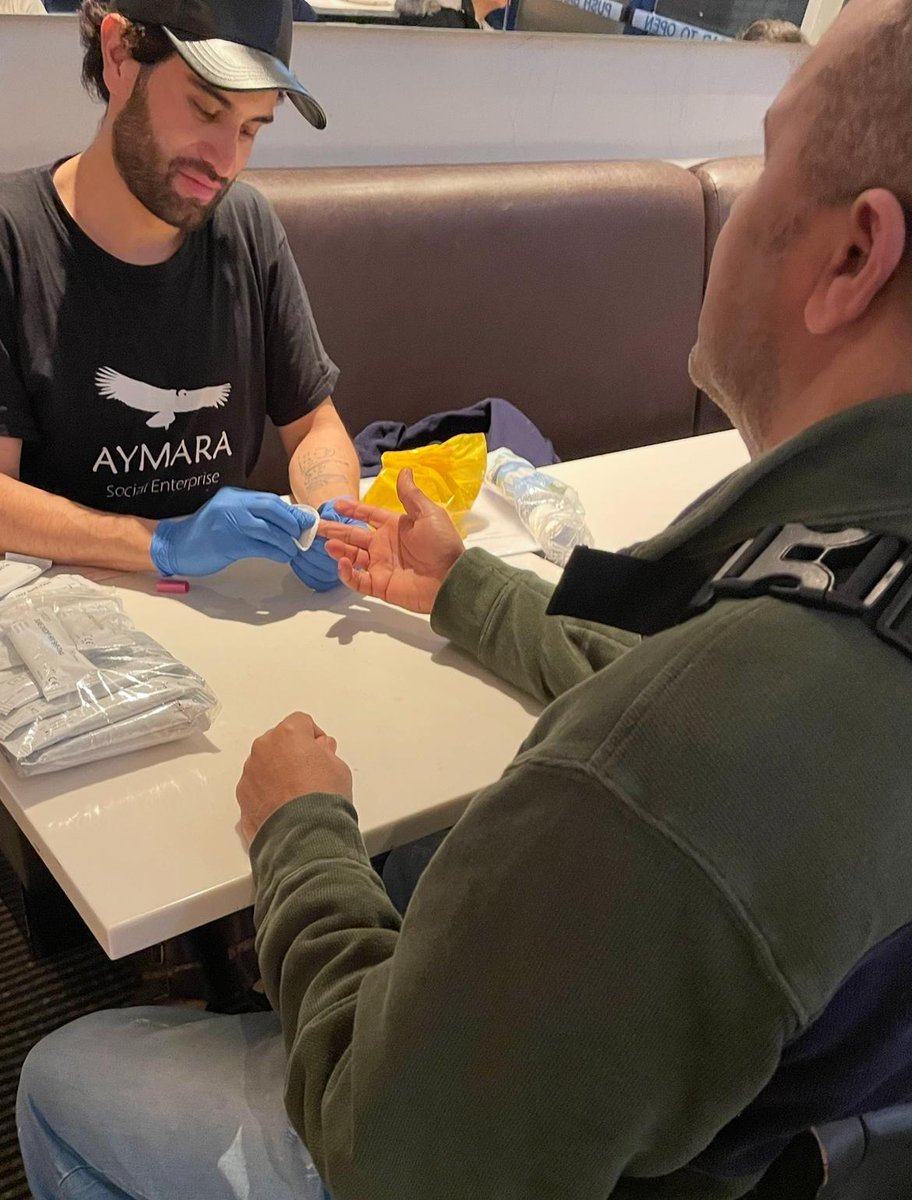 Our colleagues, Ferney Duero and Jaime Novoa, administering tests. Aymara secures the health of the community through face-to-face HIV testing. Being in Haringey isn't possible without hosts like Chestnuts Community Centre (and Sonja Scantlebury-Camara)!