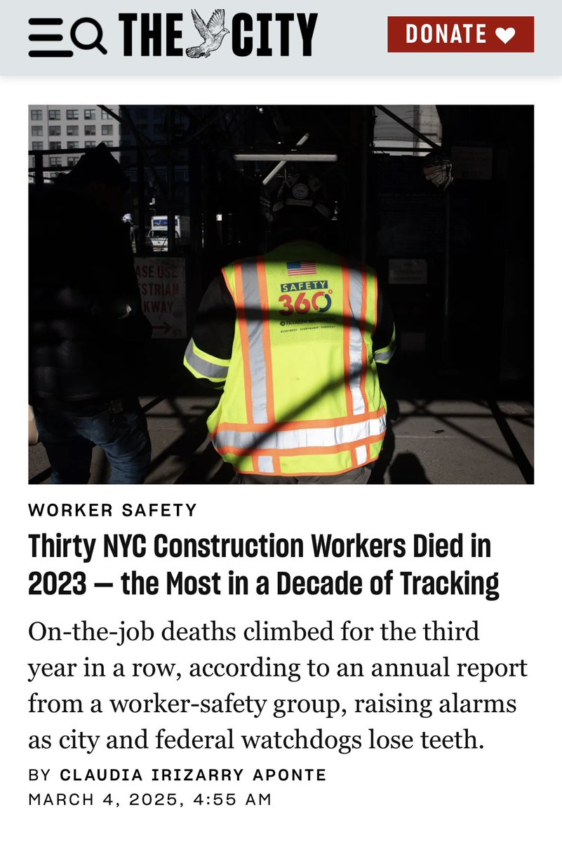 Charlene_Amber's tweet image. Thank you to @clauirizarry for writing the exclusive on our annual “Deadly Skyline” report.
These numbers represent a clear failure of our system to protect workers.
nycosh.org/resource/2025-…