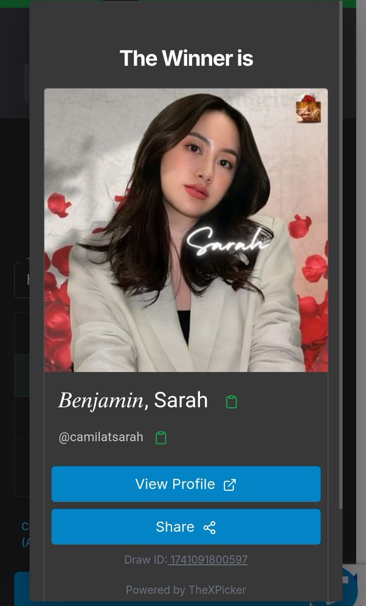 Congrats <a href="/camilatsarah/">𝐵𝑒𝑛𝑗𝑎𝑚𝑖𝑛, Sarah</a> claim ke <a href="/raylenehil/">ɹıʍı, ray🦭</a>