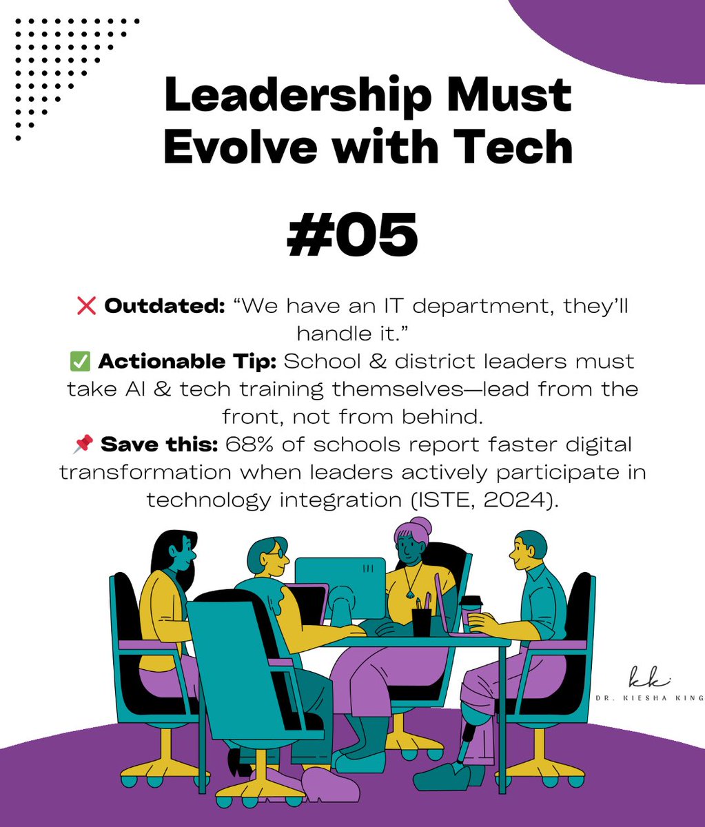 jamiegable's tweet image. Check out this awesome resource created by @DrKieshaKing. 

School Leaders- AI &amp;amp; Tech Aren’t Just for IT! 

Drop a 💡 if you&apos;re committed to learning alongside your team! ⬇️
#LeadWithTech #FutureReadySchools #AIinEducation