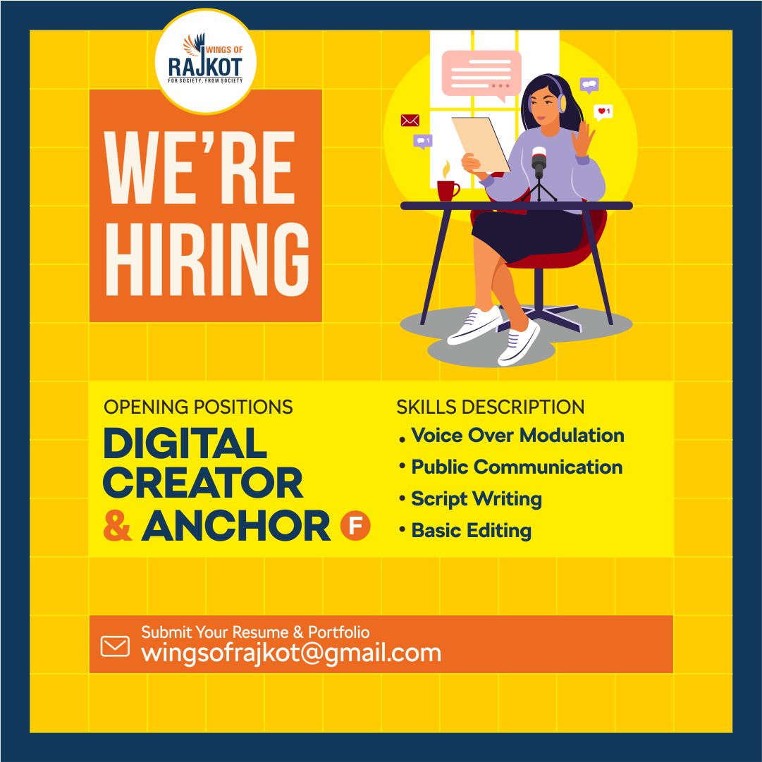 wingsofrajkot's tweet image. WE&apos;RE HIRING DIGITAL CREATOR &amp;amp; ANCHOR
.
SEND YOUR CV &amp;amp; PORTFOLIO  ON THE MAIL ADDRESS GIVEN IN THE POST
.
FRESHER&apos;S CAN ALSO APPLY
.
.
.
#jobs #rajkotian #rajkotjob #india #newpost #socialmedia #influencer #digitalcreator #anchor #wingsofrajkot