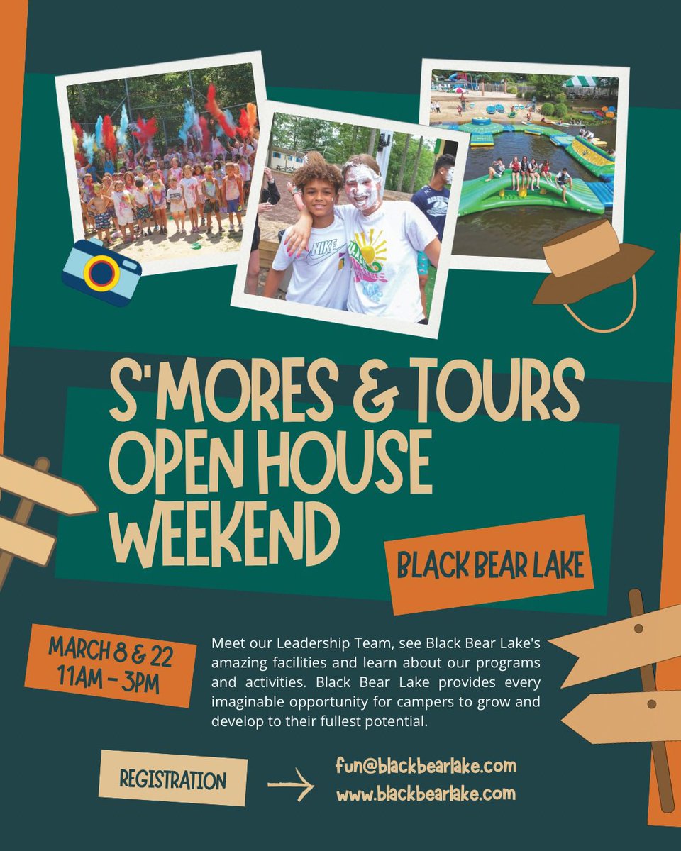 Thinking about summer camp for your kiddo? 🏕️ Check out <a href="/BlackBearLakeS1/">Black Bear Lake Summer Camp</a> S’mores &amp; Tours Open House! Meet the team, tour the camp &amp; see why summers here are unforgettable.

📅 March 8 &amp; 22 | ⏰ 11 AM - 3 PM
🔥 Plus, s’mores!
🔗 blackbearlake.com
#SmoresAndTours #SummerCamp