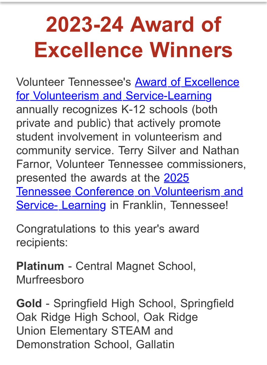 Congratulations to Central Magnet School, the only Platinum Winner.