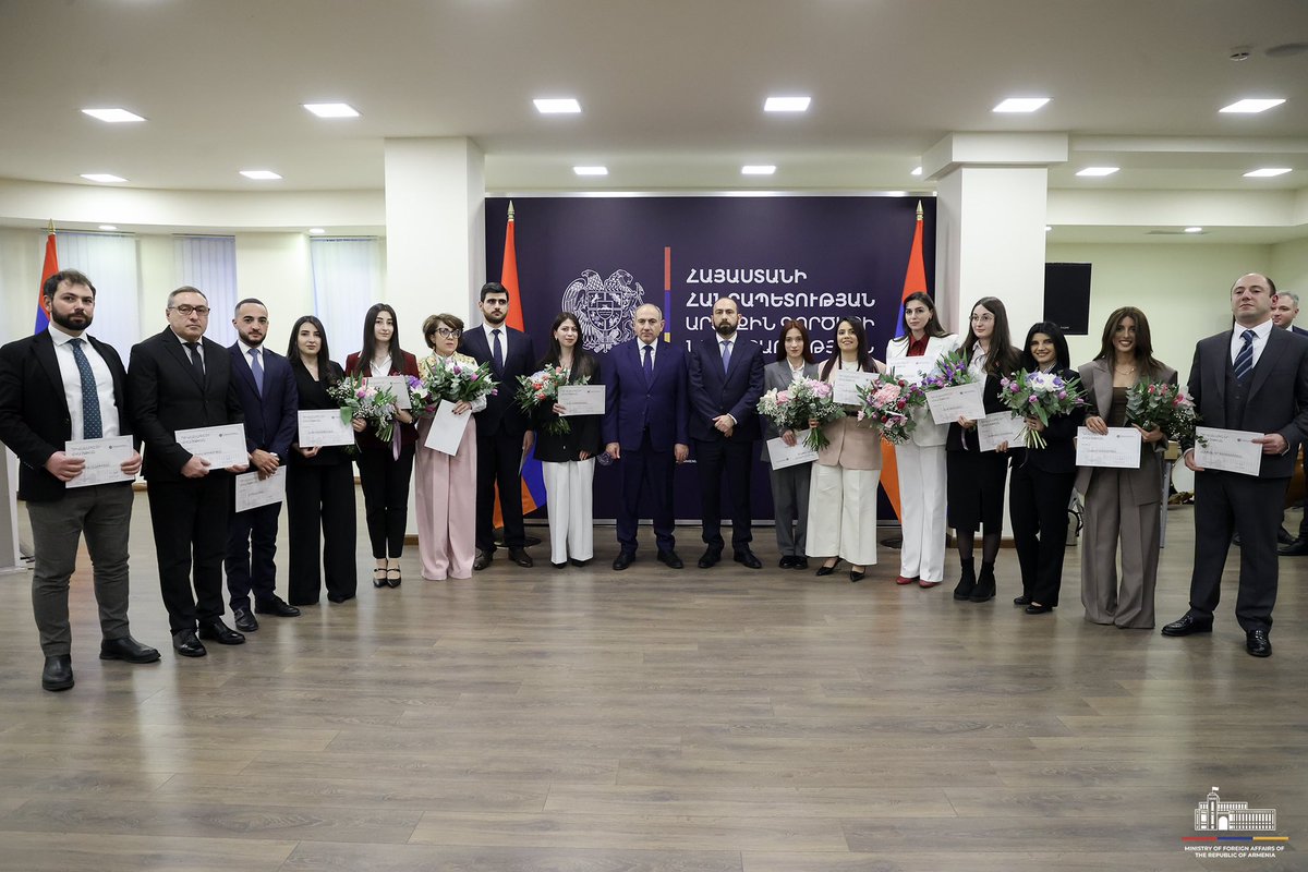 Ararat Mirzoyan (@araratmirzoyan) on Twitter photo The event dedicated to #Diplomat’s day at <a href="/MFAofArmenia/">MFA of Armenia🇦🇲</a> with participation of PM <a href="/NikolPashinyan/">Nikol Pashinyan</a> highlighted the role of the diplomatic service in advancing the country’s interests in current turbulent times & delivering on main priorities, including the peace agenda.
Once again The event dedicated to #Diplomat’s day at <a href="/MFAofArmenia/">MFA of Armenia🇦🇲</a> with participation of PM <a href="/NikolPashinyan/">Nikol Pashinyan</a> highlighted the role of the diplomatic service in advancing the country’s interests in current turbulent times & delivering on main priorities, including the peace agenda.
Once again
