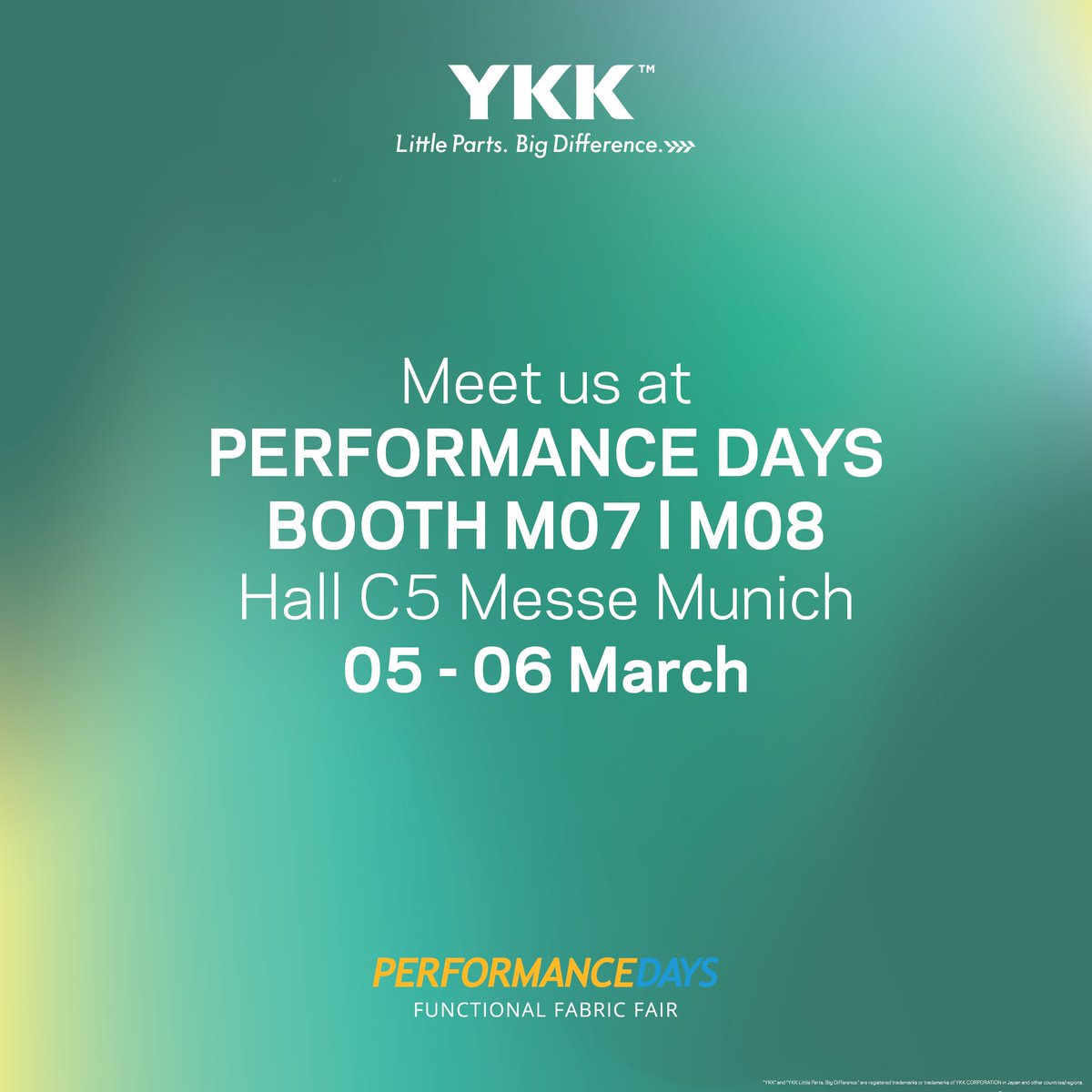 ykkfasteners's tweet image. 🌟 Join YKK at Performance Days Munich! 🌟
We&apos;re showcasing our latest fastening innovations for performance and sportswear. Visit our booth to explore how YKK&apos;s technology can enhance your products! 
#YKK #PerformanceDays #Munich #InnovationInPerformanceWear