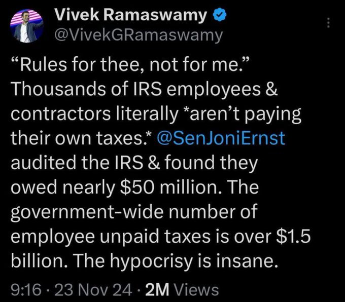 TheDibsterX's tweet image. 🚨 IRS employees and contractors are not paying their own taxes.  

👉These are the people that make sure you pay yours.