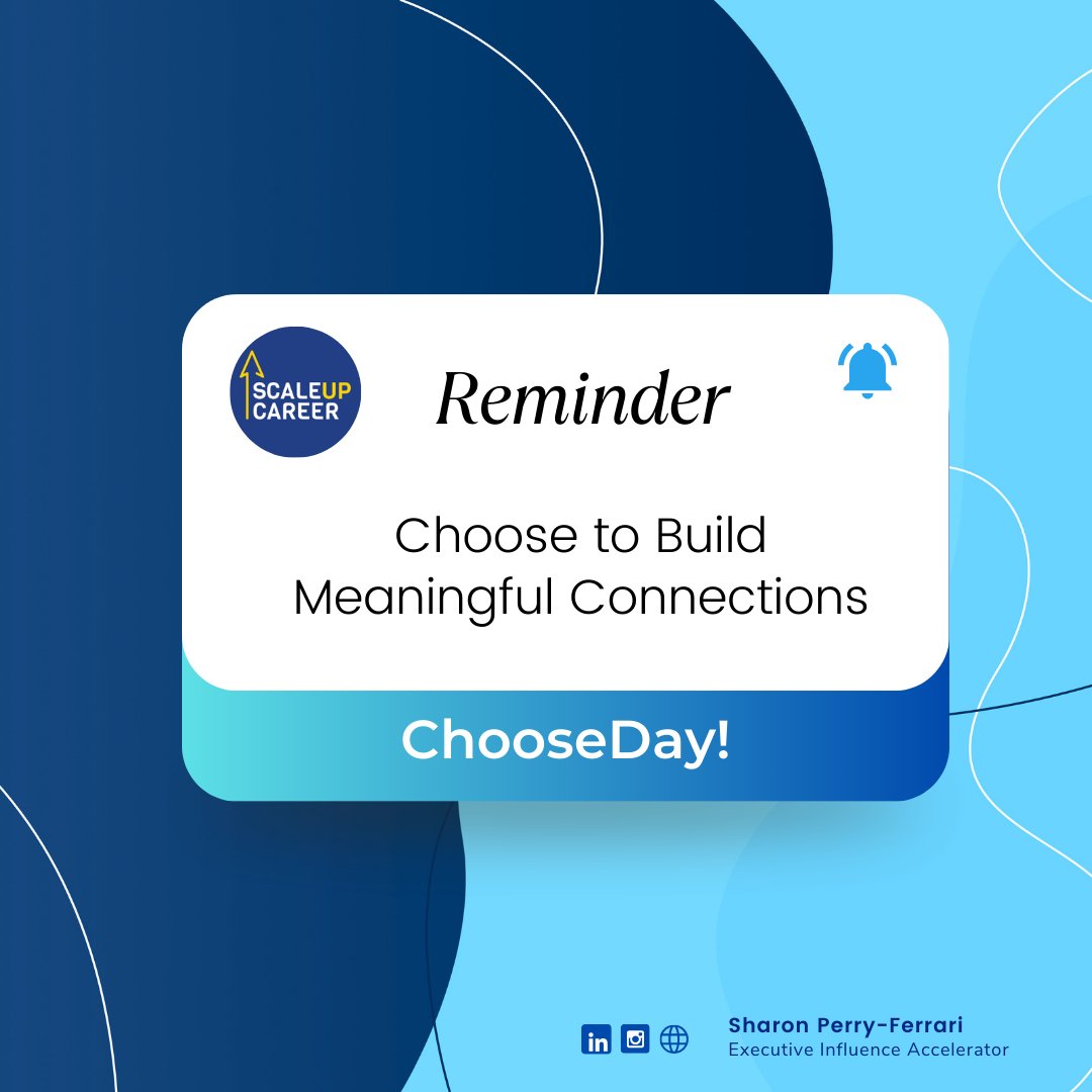 ScaleUpCareer's tweet photo. It's #ChooseDay

 Take a moment today to reach out to someone who can inspire or challenge you. Let’s grow together.

#Networking #CareerGrowth #RelationshipBuilding #ChooseDay https://t.co/jZVoTHNwMT