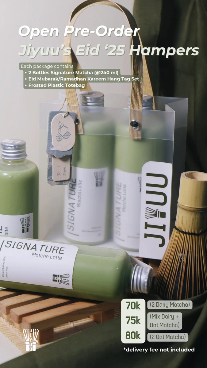 jiyuumatcha's tweet photo. Our very first hampers package 🌿✨️ our refreshing matcha latte are perfect for an iftar gift! 
.
For order > https://t.co/VHMnwspjS9 https://t.co/0O9kWbhvzB