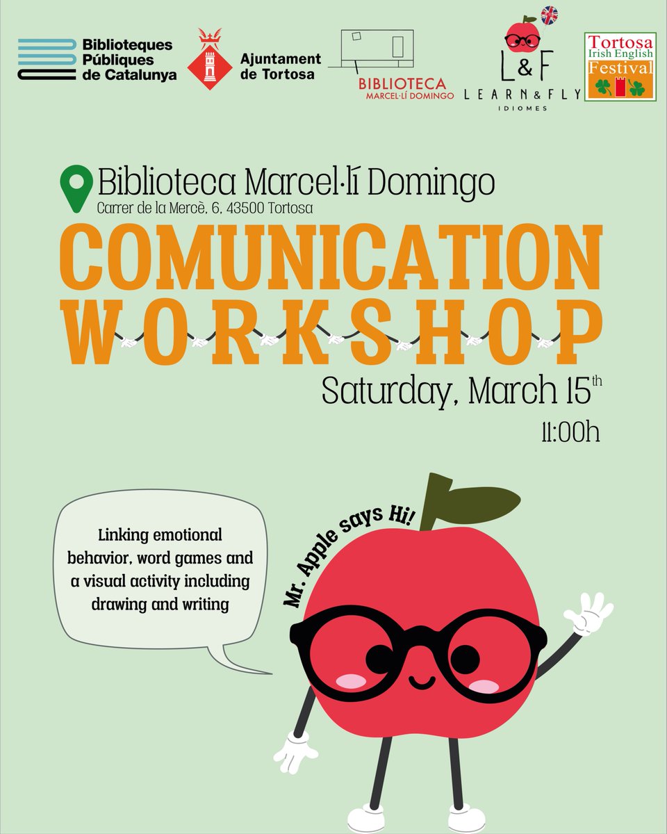 Do you want another activity for the youngest in the family? So here you have our new activity “Mr. Apple says Hi!” a communication workshop linking emotional behavior, word games and a visual activity including drawing and writing, aimed at children between 6 and 8 years old.