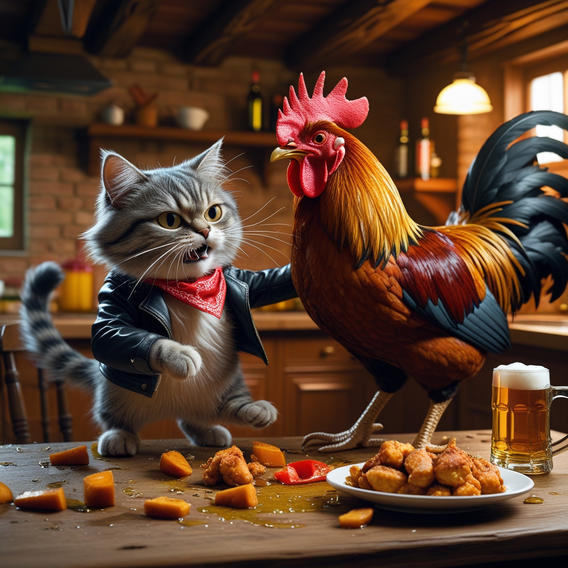TariqulRIslam's tweet photo. Cat And Hen Fighting

#contentgrowthwave #ai #design https://t.co/HaFfBSqyrM