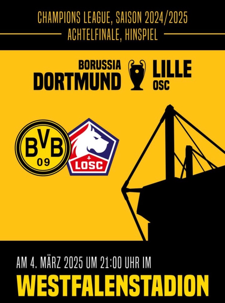 Achtelfinale! Der #BVB trifft heute auf den OSC Lille. Die #Fanhilfe ist für euch wieder vor Ort und hilft bei Problemen mit Ordnungsdienst und Polizei. Wie immer gilt im Notfall anrufen: 0162/6362969
#BVBLOSC