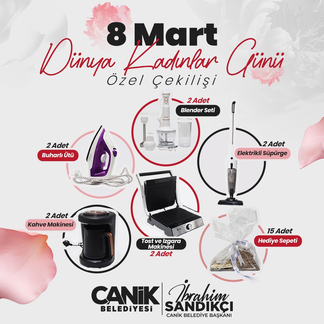 İbrahim Sandıkçı (@ibrahimsandikci) on Twitter photo '8 Mart Dünya Kadınlar Günü' Özel Çekilişi başladı 🎁
2 adet | Blender Seti
2 adet | Elektrikli Süpürge
2 adet | Buharlı Ütü
2 adet | Kahve Makinesi
2 adet | Tost ve Izgara Makinesi
15 adet | Hediye Sepeti
Çekilişe katılmak için 👇
✅ <a href="/ibrahimsandikci/">İbrahim Sandıkçı</a> ve '8 Mart Dünya Kadınlar Günü' Özel Çekilişi başladı 🎁
2 adet | Blender Seti
2 adet | Elektrikli Süpürge
2 adet | Buharlı Ütü
2 adet | Kahve Makinesi
2 adet | Tost ve Izgara Makinesi
15 adet | Hediye Sepeti
Çekilişe katılmak için 👇
✅ <a href="/ibrahimsandikci/">İbrahim Sandıkçı</a> ve