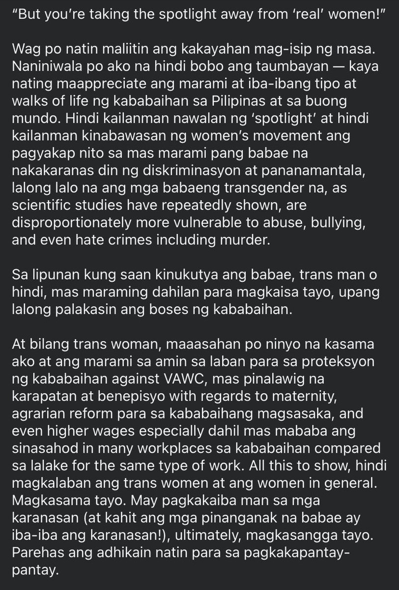ReynaValmores's tweet image. Ang transgender na babae ay ganap na babae. At ang kababaihan ay lalaban ngayong #InternationalWomensMonth💜