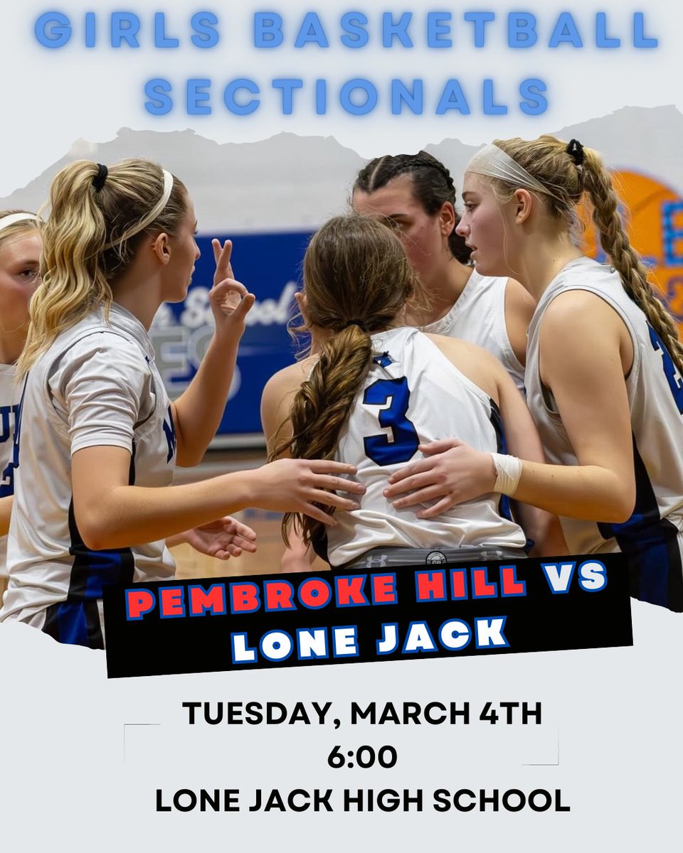 <a href="/MSHSAAOrg/">MSHSAA</a> CLASS 3 SECTIONAL CHAMPIONSHIP 

📍 Lone Jack High School 
⏰ 6:00PM 
🎟️ $10.00 Digital Tickets Ages 6+
mshsaa.org/Tickets.aspx
📺 Live Stream (pay-per-view) mshsaa.tv/?B=2240140

All tickets go live to the public at 12:00PM CST! Lets Pack the Pen for <a href="/LJLadyMules/">Lady Mules Basketball</a>