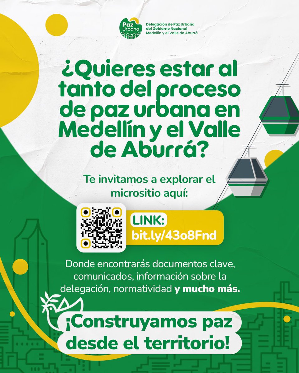PazUrbanaCo's tweet image. 📢 ¡Mantente informado! 📢
Sigue de cerca el proceso de #PazUrbana en Medellín y el Valle de Aburrá a través de nuestro micrositio 📲⬇️
consejeriacomisionadadepaz.gov.co/PazUrbanaMedel…