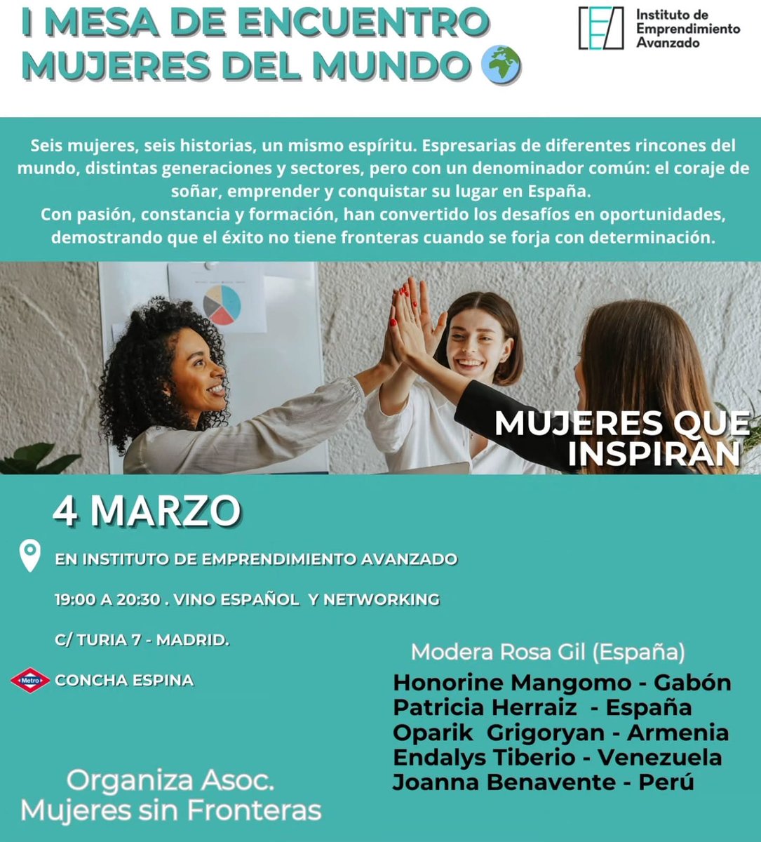 📢Este #4deMarzo seis mujeres de distintas partes del mundo compartirán sus historias de éxito, superación y #emprendimiento en 'IEAvanzado' (C/ Turia 7, #Madrid)