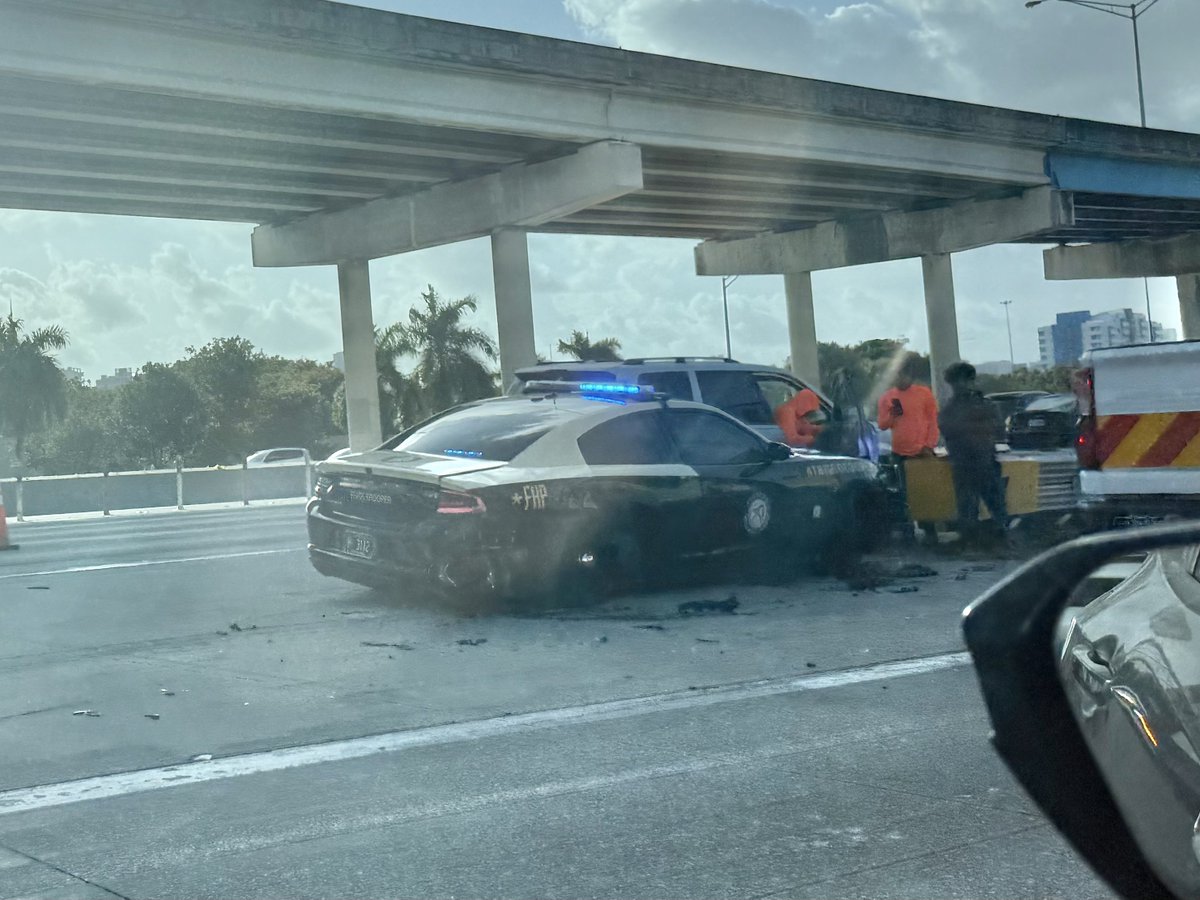 Crash involving FHP has a lane blocked on SB I-95 exit to I-195/112