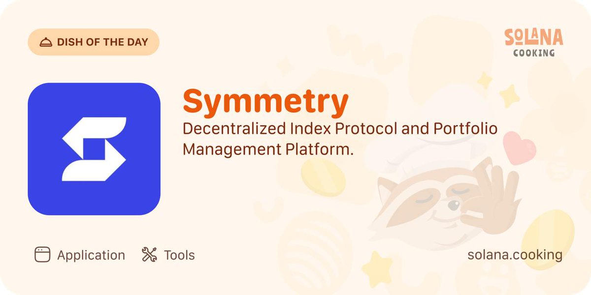 Simplify Your Crypto Portfolio Management

Dish of the Day:
🥘 <a href="/symmetry_fi/">Symmetry</a> 
📝 Decentralized Index Protocol and Portfolio Management Platform.
🍽️ Application, Tools 🛠️

See What’s Cooking:
solana.cooking/product/symmet…