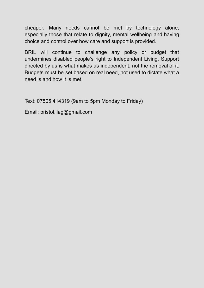 BrilLiving's tweet image. BRIL is very concerned about @BristolCouncil budget plans for 2025/26 and its impact on disabled people in Bristol. Please read our statement and share widely. >> tinyurl.com/BRILbudgetstat…