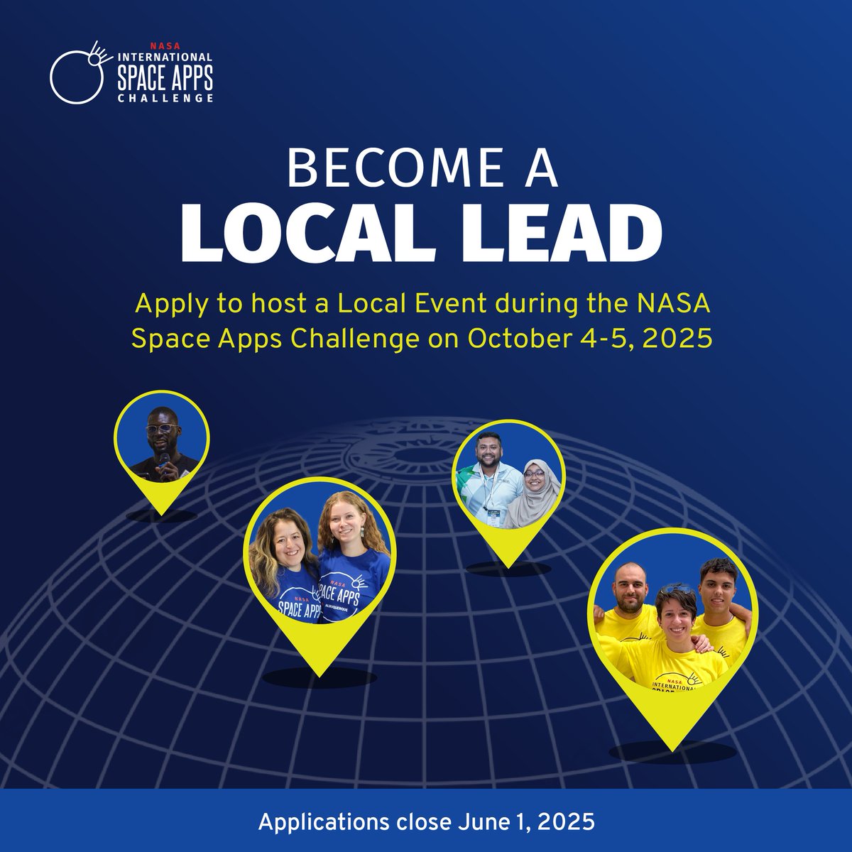 NASA STEM (@nasastem) on Twitter photo Space enthusiasts, <a href="/SpaceApps/">NASA International Space Apps Challenge</a> needs you!
Applications are open for Local Leads to help organize hackathon events for this year's Space Apps Challenge taking place October 4-5. 👨💻👩💻
Find out how to get involved & bring Space Apps to your community: spaceappschallenge.org/host-an-event/ Space enthusiasts, <a href="/SpaceApps/">NASA International Space Apps Challenge</a> needs you!
Applications are open for Local Leads to help organize hackathon events for this year's Space Apps Challenge taking place October 4-5. 👨💻👩💻
Find out how to get involved & bring Space Apps to your community: spaceappschallenge.org/host-an-event/