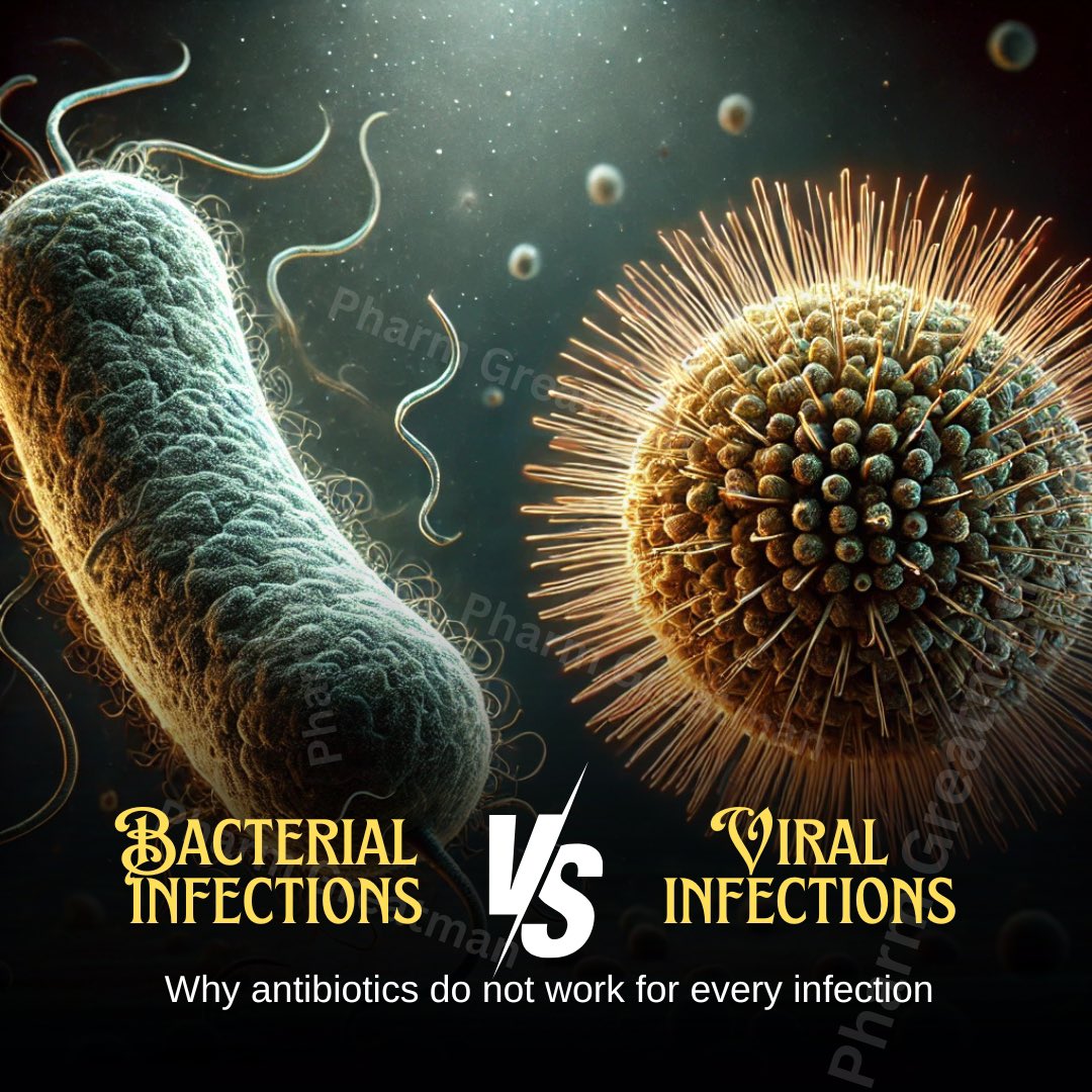 BACTERIA VS VIRUSES 

Many people think antibiotics can cure any infection, but that is not true 😏. Some infections are caused by bacteria or viruses, or other type of organisms.

Knowing the difference is important because antibiotics ONLY work against bacteria. 

Misusing them