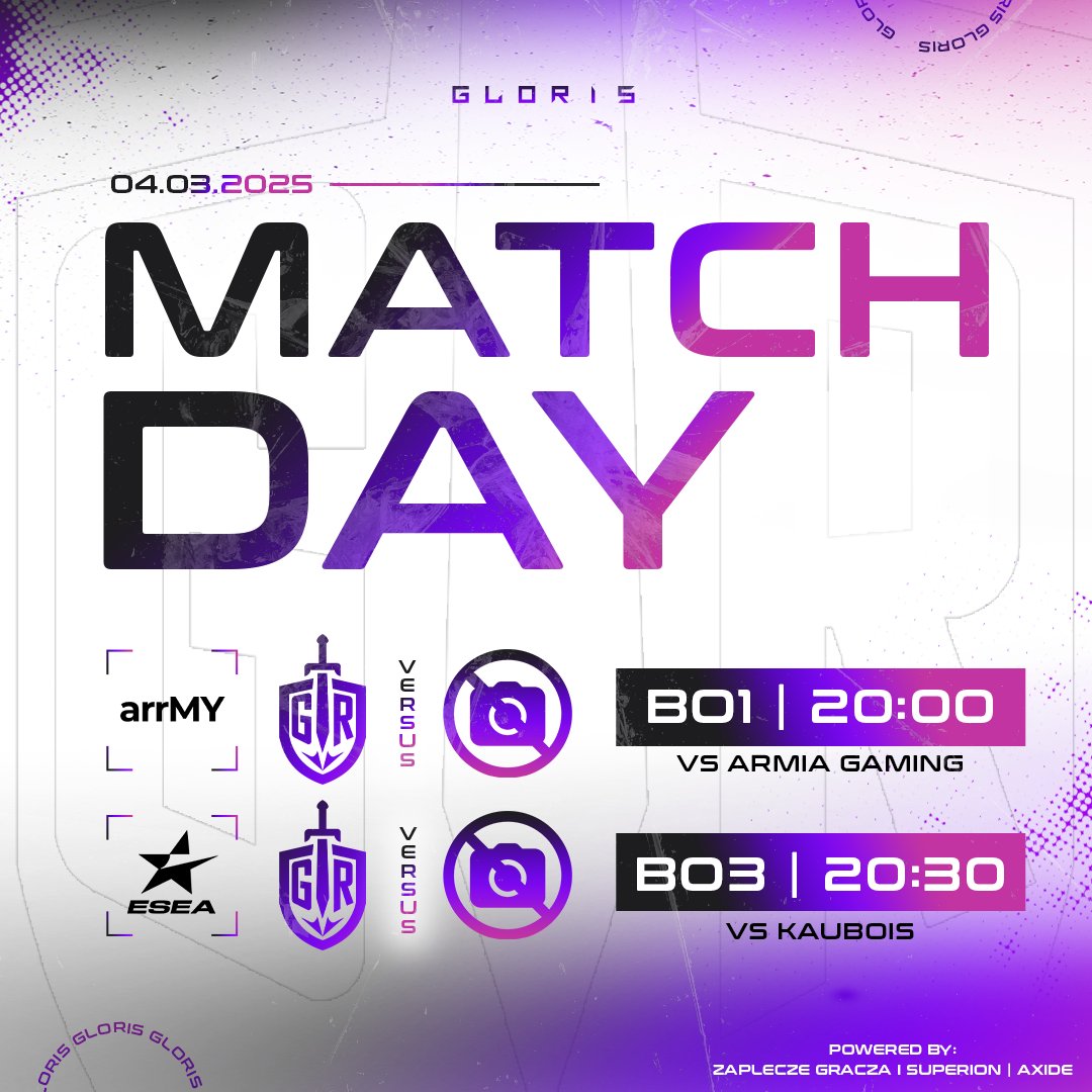 🚨Matchday!🚨
Dziś czekają nas aż 2 mecze! Najpierw stawimy czoła o utrzymanie bilansu w ARRMY Open, następnie czeka nas spotkanie w ramach playoffów ESEA Open10. Z pewnością jest się o co starać.🫡

🆚#ArmiaGaming, <a href="/KauboisCSGO/">Kaubois</a> 
⏰20:00, 20:30
🏠<a href="/ARRMYgg/">arrMY</a>, <a href="/ESEA/">ESEA League</a>
