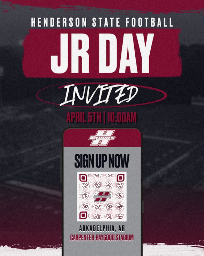 #AGTG Thank you Coach <a href="/cj_polkinghorn/">CJ Polkinghorn</a> for the invite!! <a href="/ReddiesFB/">Henderson State Football</a>