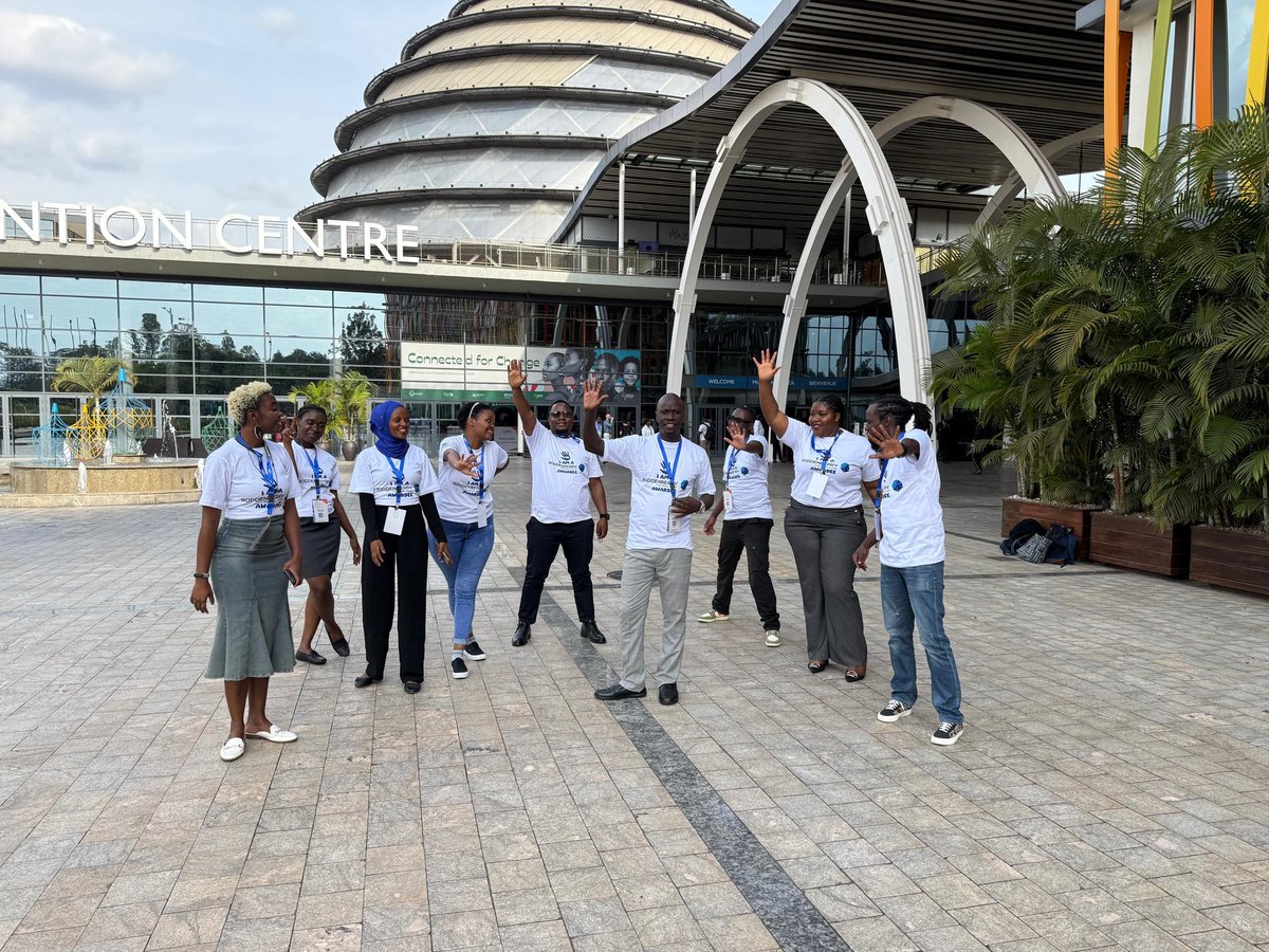 +1 Global Fund Awardees in Kigali. From left: Michaela (Ghana), Priscilla (Uganda), Asha (Tanzania), Betty (Kenya), Fadhy (Tanzania), Jostas (Uganda), Shaqqif (Uganda), Larissa (Cameroon) and Mike (Kenya).
#AHAIC2025
