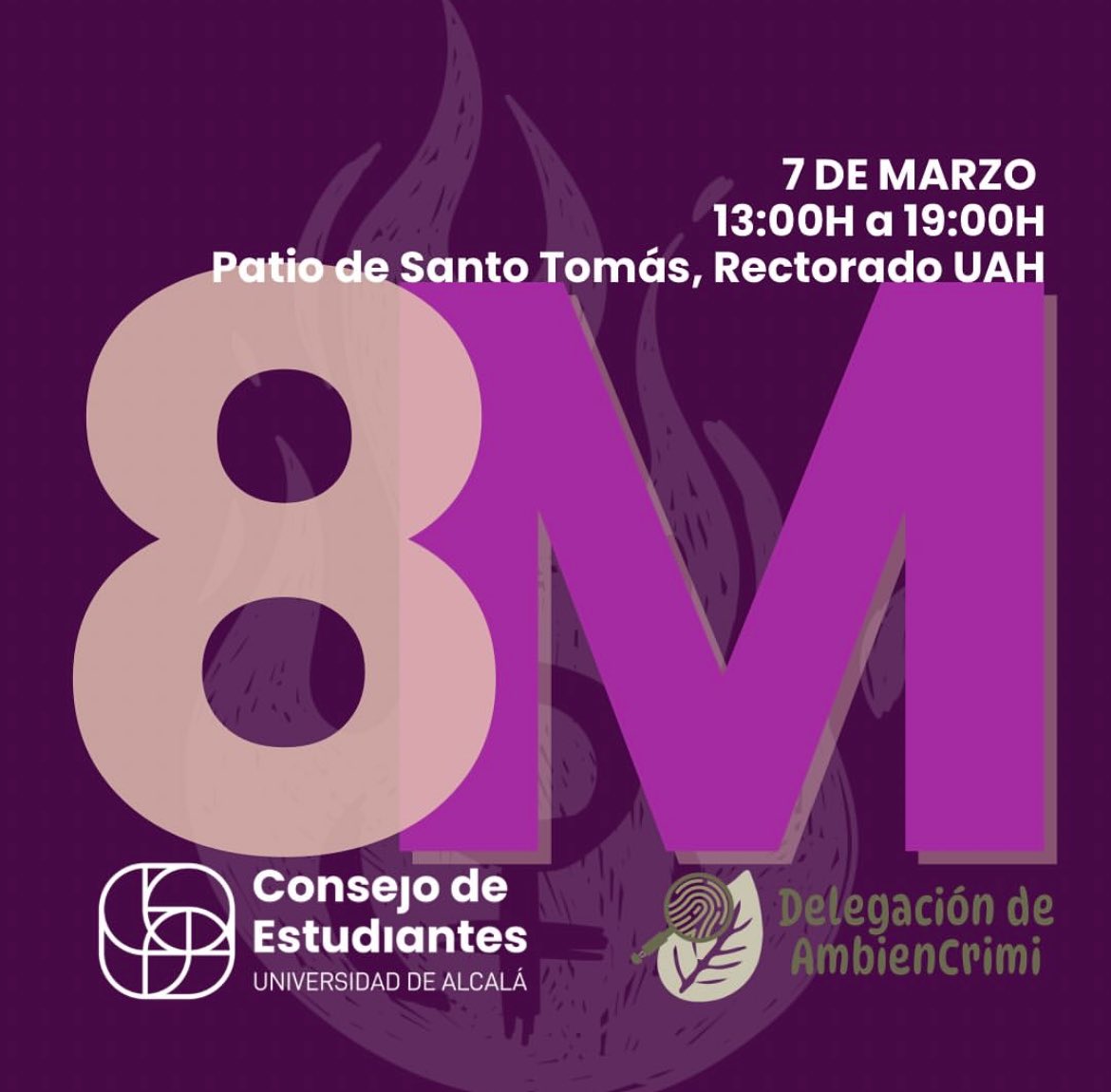 Se acerca el 8M! y es por ello que estamos colaborando con el <a href="/ceuah/">CEUAH</a> en sus actividades con temática del Día de la Mujer. Aquí teneis el link de la inscripción y toda la info!!
🔗 forms.office.com/e/bXPfK1J0a0
🗓️ Viernes 7 de marzo
📍Patio de Santo Tomás (Rectorado UAH)
🕒13:00 - 19:00