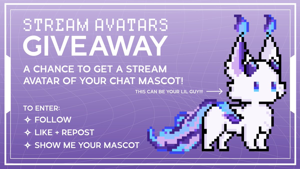 ✦ STREAM AVATARS GIVEAWAY ✦

I'm looking to practice making these, and thought I'd do a little raffle! Looking for a little friend?

To Enter:
✦ Like + Follow + Repost
✦ Show me your mascot!
 
Ends {Friday March 21st}
More info in replies! ↓↓↓