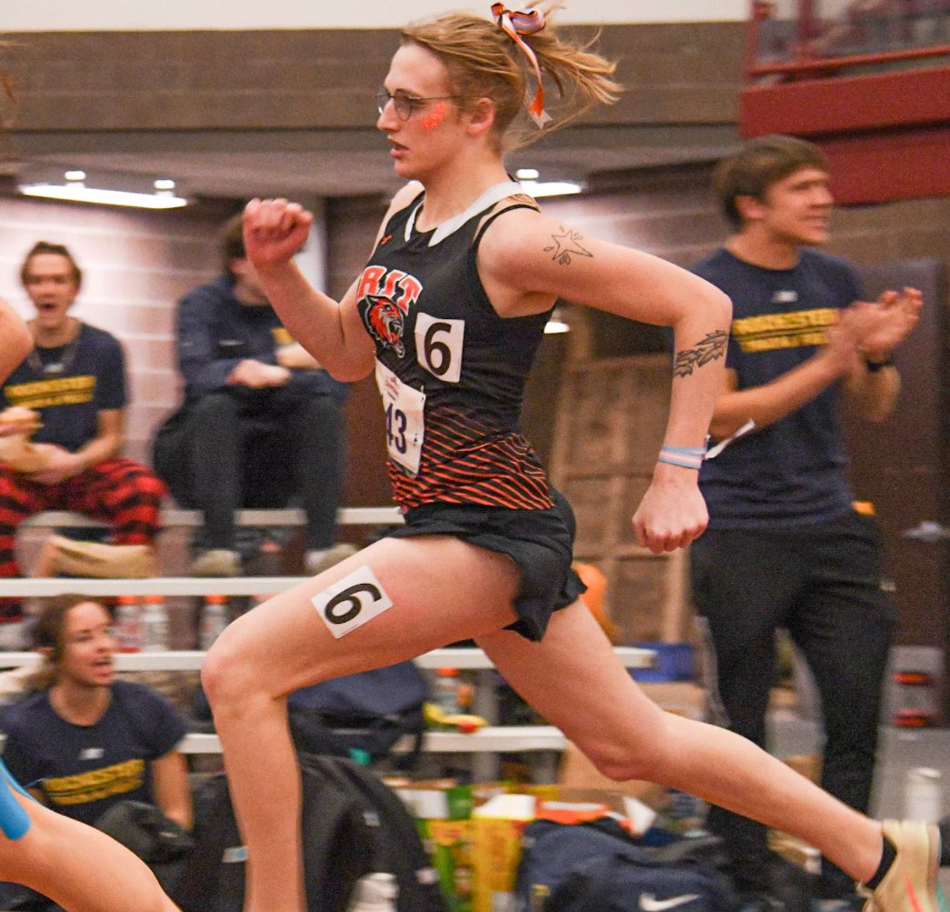 OliLondonTV's tweet image. Transgender male athlete made to run alone after all female competitors boycotted running against him.

Sadie Schreiner ran alone during the Girl's 400M USATF New York Masters Indoor Track and Field Championships.

His female competitors refused to run against him.