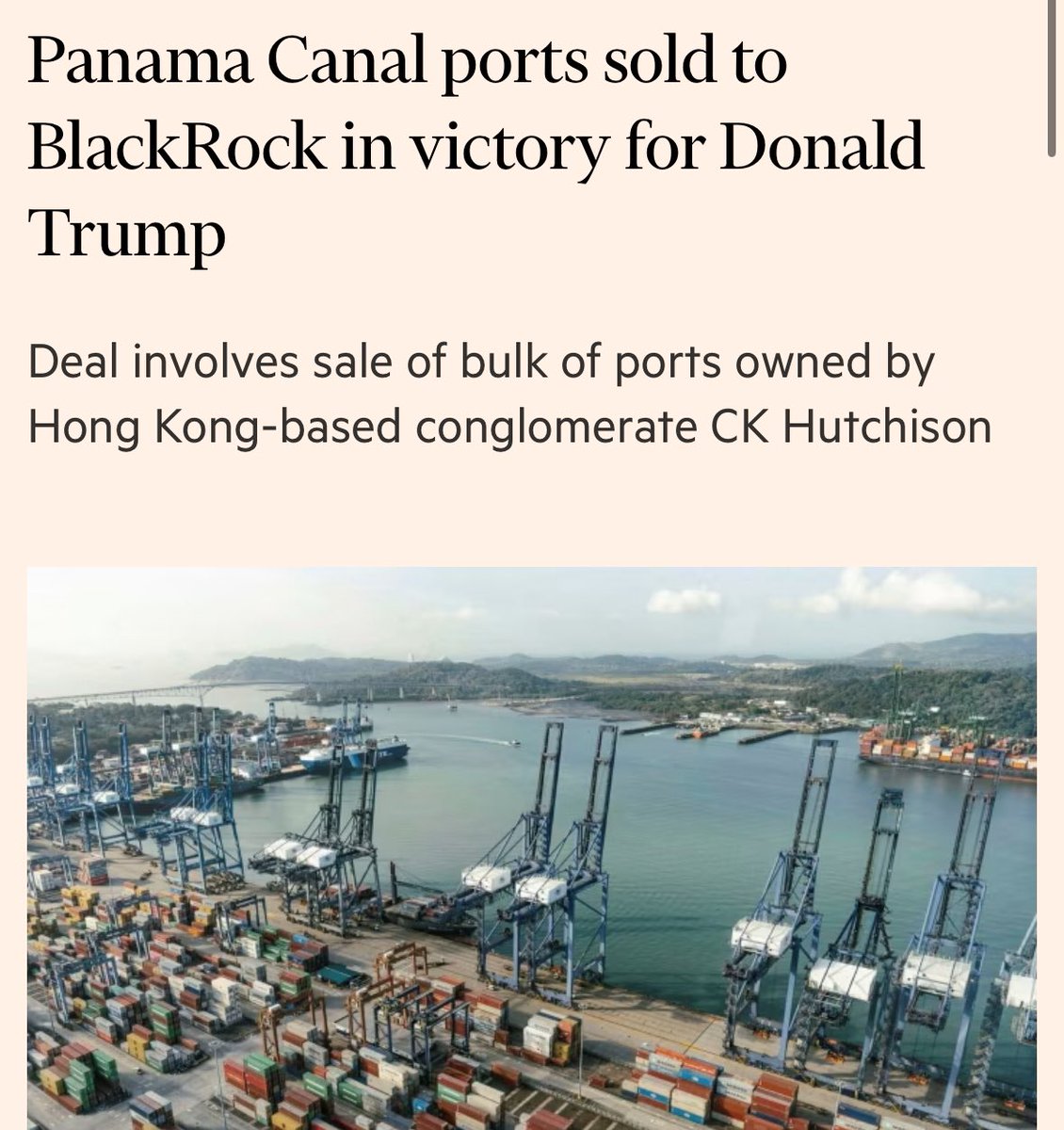 Lucifer on X: "BlackRock will acquire two major Panama Canal ports from Hong Kong-based CK Hutchison, following U.S. pressure over alleged Chinese influence. https://t.co/IKcaCt4xt3" / X