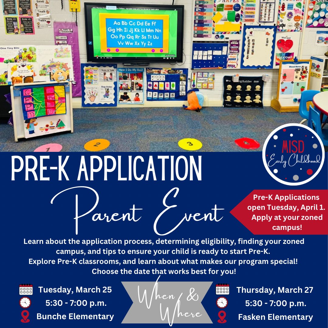 Do you have Pre-K questions? Join us at one of the upcoming Parent Events!