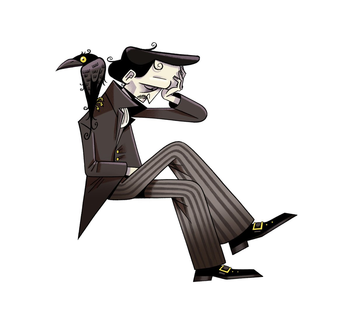 wwuhoo's tweet image. Edgar Allan Poe character designs + explorations 🐦‍⬛📖