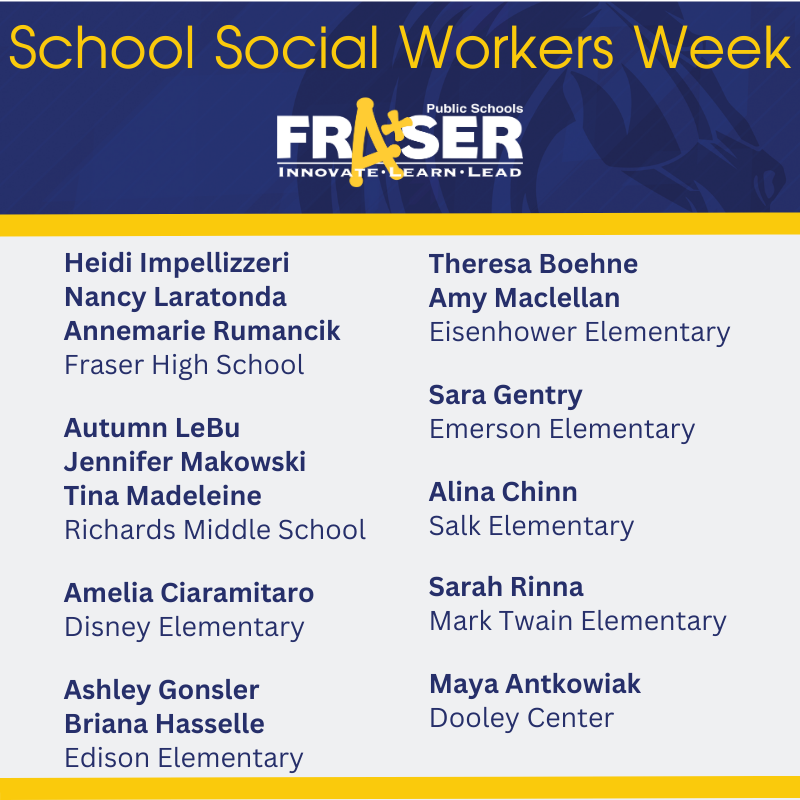 Celebrating the heart and soul of our school community this School Social Workers Week!

Thank you to all the incredible social workers in our district who empower, support, and guide students every day. Your dedication makes a world of difference! 💛💙