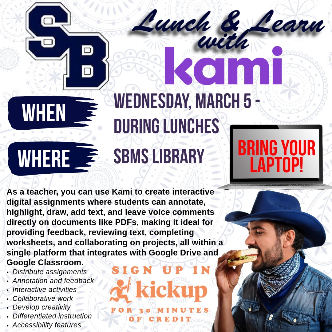 Eric Pastusek (@ericp_comaldl) on Twitter photo Come catch me at <a href="/WranglersSBMS/">Spring Branch MS</a> in the library during lunches tomorrow & learn abt <a href="/KamiApp/">Kami</a>!
<a href="/ComalDL/">ComalDigitalLearning</a> <a href="/cisdnews/">Comal ISD</a> <a href="/Mrs_Atkins/">Cristin Atkins</a> <a href="/PeggyHall_CISD/">Peggy Hall</a> <a href="/_ScottMonroe/">Scott Monroe</a> #cultivatingwithkami Come catch me at <a href="/WranglersSBMS/">Spring Branch MS</a> in the library during lunches tomorrow & learn abt <a href="/KamiApp/">Kami</a>!
<a href="/ComalDL/">ComalDigitalLearning</a> <a href="/cisdnews/">Comal ISD</a> <a href="/Mrs_Atkins/">Cristin Atkins</a> <a href="/PeggyHall_CISD/">Peggy Hall</a> <a href="/_ScottMonroe/">Scott Monroe</a> #cultivatingwithkami
