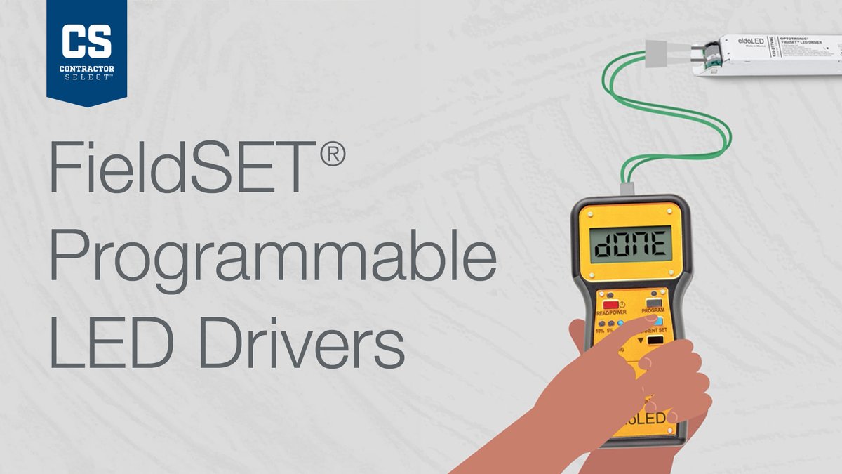 Choose readily available, Contractor Select™ FieldSET® programmable LED drivers. A simple solution for replacing LED drivers in the field
.
See Contractor Select FieldSET drivers 
okt.to/BqcndU