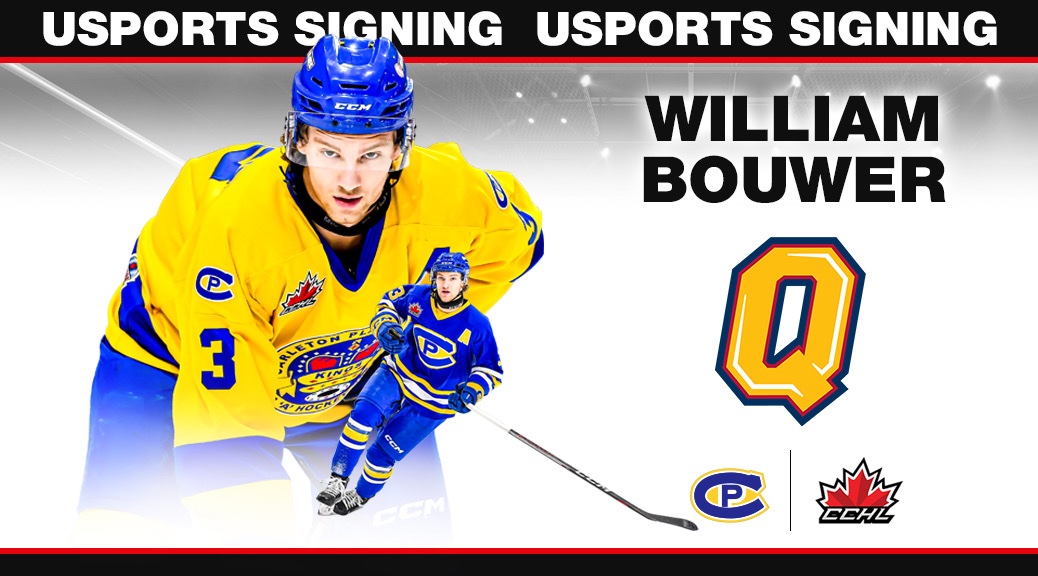 Ottawa, ON – The Central Canada Hockey League and the <a href="/CPCANADIANS/">X - Carleton Place Canadians</a>  are pleased to announce forward William Bouwer has committed to uSPORTS Queen’s University for the 2025-26 season.

The 2004 born Carp, ON native is in his third season in the CCHL with the Canadians.