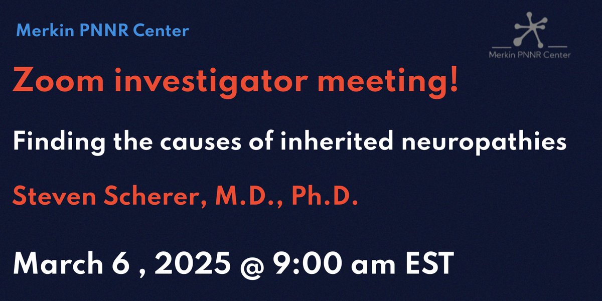 Merkin PNNR Center (@merkinpnnrctr) on Twitter photo Join <a href="/MerkinPnnrCtr/">Merkin PNNR Center</a> & <a href="/HopkinsMedicine/">Johns Hopkins Medicine</a>
for an exciting talk by Dr. Steven Scherer from
<a href="/PennNeurology/">University of Pennsylvania Neurology</a> on Thursday March 6th @ 9:00 am. To tune in, drop an email to merkincenter@jhu.edu, and get the @Zoomlink
#ScienceTalk #Neuropathy #nervoussystem #ResearchPresentation Join <a href="/MerkinPnnrCtr/">Merkin PNNR Center</a> & <a href="/HopkinsMedicine/">Johns Hopkins Medicine</a>
for an exciting talk by Dr. Steven Scherer from
<a href="/PennNeurology/">University of Pennsylvania Neurology</a> on Thursday March 6th @ 9:00 am. To tune in, drop an email to merkincenter@jhu.edu, and get the @Zoomlink
#ScienceTalk #Neuropathy #nervoussystem #ResearchPresentation