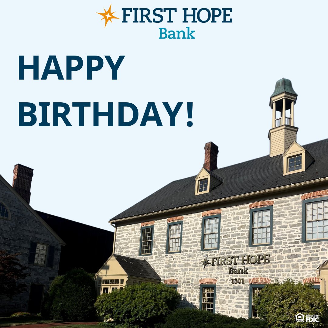 FirstHopeBank's tweet image. Happy 113th Birthday to First Hope Bank! 🎉 Celebrating another year of serving our incredible community. 

Thank you for being a part of our journey, here’s to many more years of turning hope into reality.

#FirstHopeBank #CommunityFirst #113years
