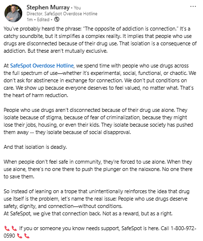 You’ve probably heard the phrase: “The opposite of addiction is connection.” It’s a catchy soundbite, but it simplifies a complex reality. It implies that people who use drugs are disconnected because of their drug use.