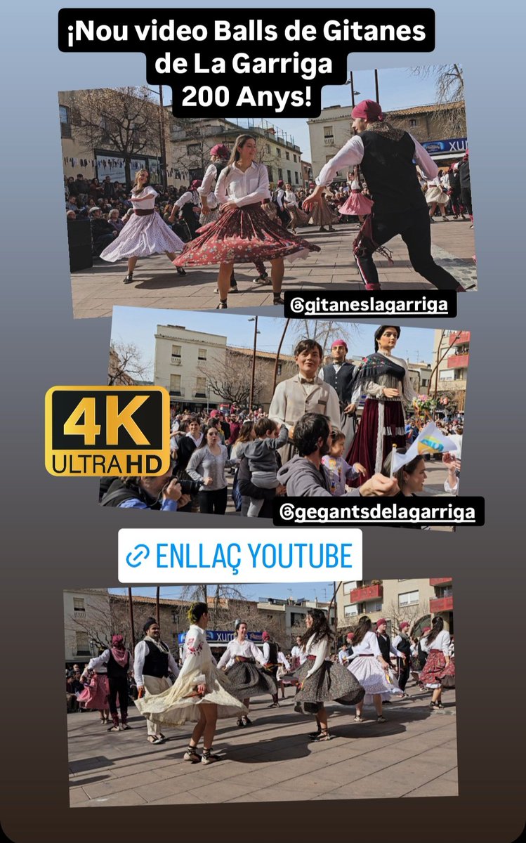 Nou video dels 200 Anys del Ball de #gitanes de #LaGarriga amb qualitat 4K inclou tota la #cercavila i tots els balls amb la participació dels <a href="/gegantsgarriga/">Gegants La Garriga</a>
<a href="/GitanesLG/">Ball de Gitanes de la Garriga</a> 
Enllaç: youtu.be/ROUNvI1j9y4