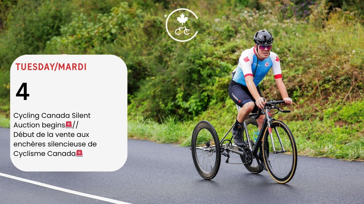 The day has come to make your bid in the Cycling Canada 2025 Silent Auction!🙌Head to our website to bid on unique items and once-in-a-lifetime adventures, all in support of 🇨🇦 community programs and athlete development.✨
🔗Visit bit.ly/414lpg9 to make your bid!